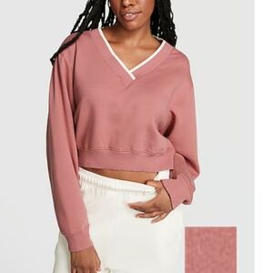Victoria's Secret Pink V-Neck Cropped Sweatshirt.NWT